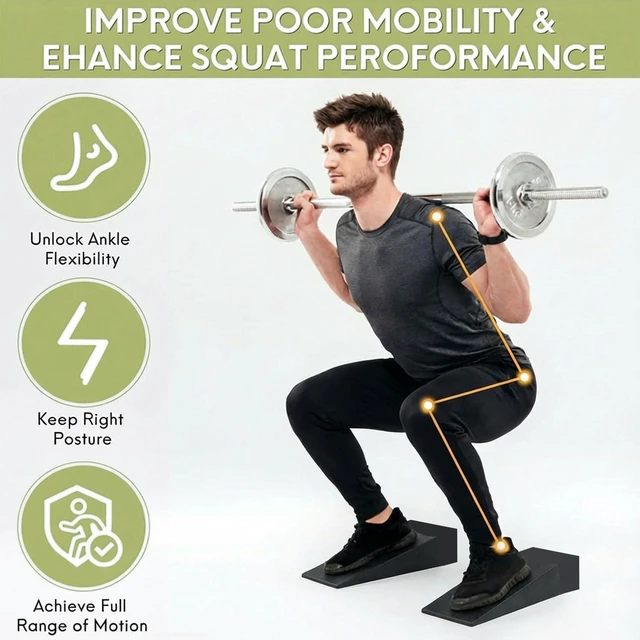 Alt view image 3 of 7 - 2 Pack SquatWedge Blocks for Heel Elevated Squats, Slant Board for Calf Stretching and Ankle Mobility Non Slip Squat Ramp for Weightlifting,Deadlifts, Balance Training, Home Gym Leg Exercise Equipment