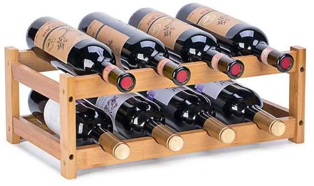 Main image of Bamboo Wine Rack - 2-Tier Countertop Display Shelf for 8 Bottles