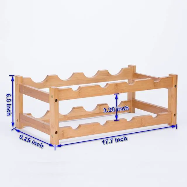 Alt view image 3 of 6 - Bamboo Wine Rack - 2-Tier Countertop Display Shelf for 8 Bottles