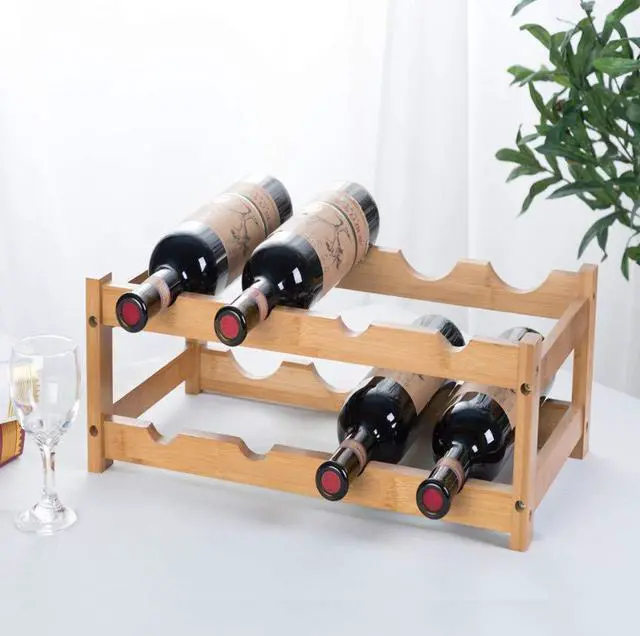 Alt view image 4 of 6 - Bamboo Wine Rack - 2-Tier Countertop Display Shelf for 8 Bottles