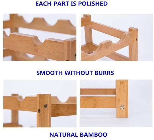 Alt view image 5 of 6 - Bamboo Wine Rack - 2-Tier Countertop Display Shelf for 8 Bottles