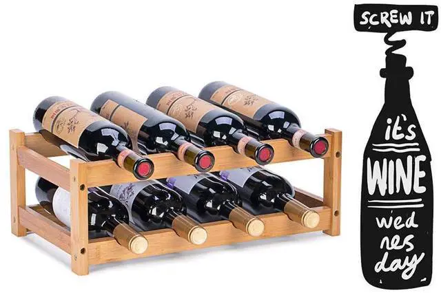Alt view image 6 of 6 - Bamboo Wine Rack - 2-Tier Countertop Display Shelf for 8 Bottles