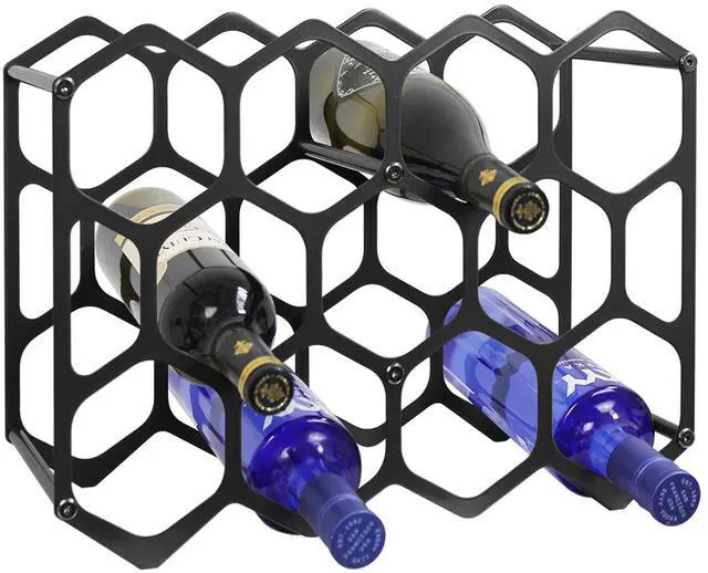 Main image of Countertop Wine Rack,Durable and Sturdy Freestanding 14 Bottle Wine Holder for Home Decor, Bar,Cabinet,Pantry (Black)