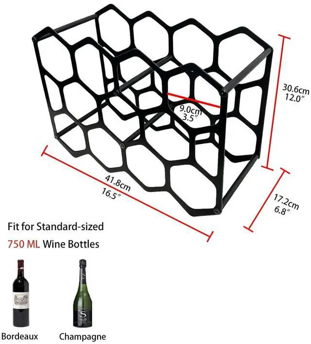 Alt view image 3 of 7 - Countertop Wine Rack,Durable and Sturdy Freestanding 14 Bottle Wine Holder for Home Decor, Bar,Cabinet,Pantry (Black)