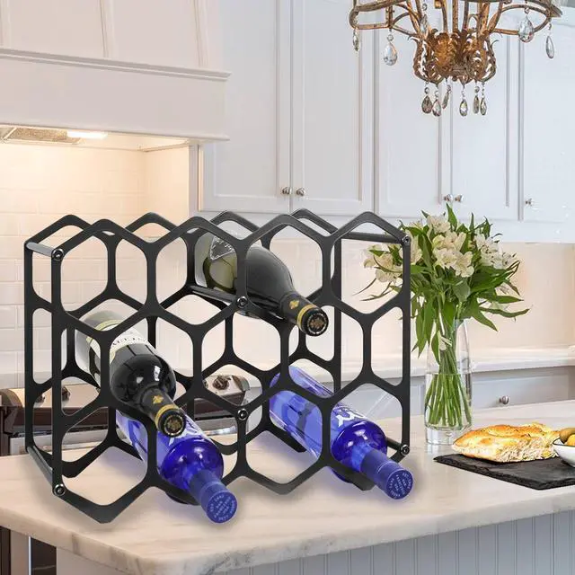 Alt view image 2 of 7 - Countertop Wine Rack,Durable and Sturdy Freestanding 14 Bottle Wine Holder for Home Decor, Bar,Cabinet,Pantry (Black)