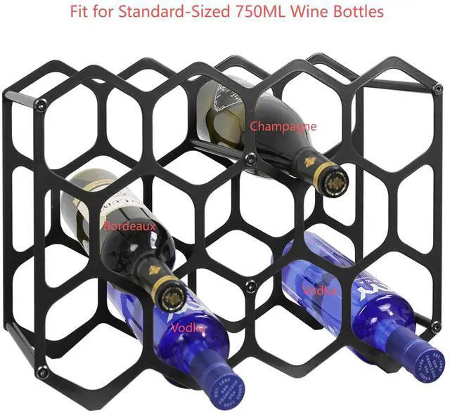 Alt view image 4 of 7 - Countertop Wine Rack,Durable and Sturdy Freestanding 14 Bottle Wine Holder for Home Decor, Bar,Cabinet,Pantry (Black)