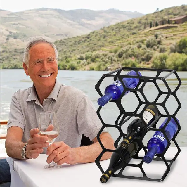 Alt view image 5 of 7 - Countertop Wine Rack,Durable and Sturdy Freestanding 14 Bottle Wine Holder for Home Decor, Bar,Cabinet,Pantry (Black)