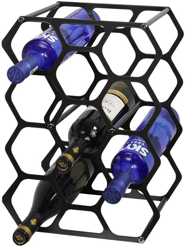 Alt view image 6 of 7 - Countertop Wine Rack,Durable and Sturdy Freestanding 14 Bottle Wine Holder for Home Decor, Bar,Cabinet,Pantry (Black)