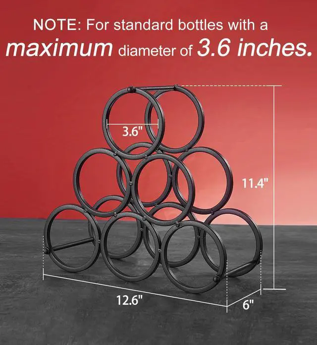 Alt view image 2 of 7 - Small Tabletop Wine Rack 6 Bottles Triangle Freestanding Countertop Wine Bottle Holder Cabinet Pantry Wine Storage Stand Bottle Organizer for Coffee Bar Kitchen, Frosted Iron, Black