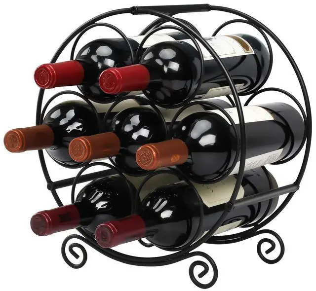 Main image of Wine Racks Countertop, 7 Bottles Wine Organizer Stand, Metal Free Standing Wine Storage Holder, Water Bottle Holder Stand-Black