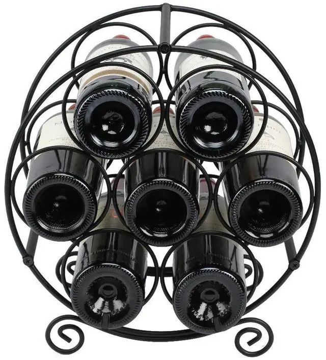 Alt view image 7 of 7 - Wine Racks Countertop, 7 Bottles Wine Organizer Stand, Metal Free Standing Wine Storage Holder, Water Bottle Holder Stand-Black