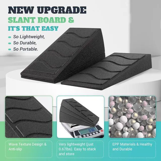 Alt view image 2 of 7 - Slant Board for Calf Stretching, 5 Adjustable Angles Incline Board for Squat Wedge, 480 lbs Weight Capacity Calf Stretch Yoga Foam Wedge for Exercise, Squat, Ankle Mobility & Physical Therapy