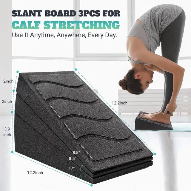 Alt view image 5 of 7 - Slant Board for Calf Stretching, 5 Adjustable Angles Incline Board for Squat Wedge, 480 lbs Weight Capacity Calf Stretch Yoga Foam Wedge for Exercise, Squat, Ankle Mobility & Physical Therapy