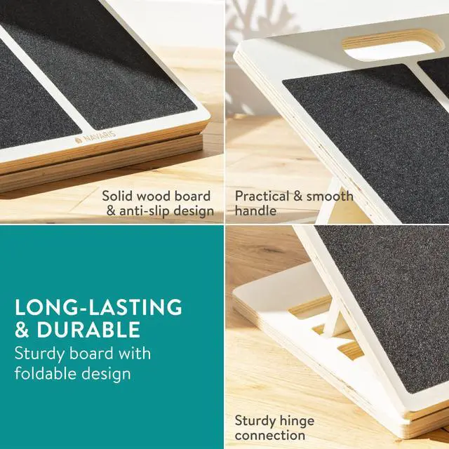 Alt view image 3 of 7 - Slant Board Calf Stretcher - Adjustable Wood Incline Board for Stretching Calves - Wooden Exercise Wedge Tilt Ramp with Surface Grip