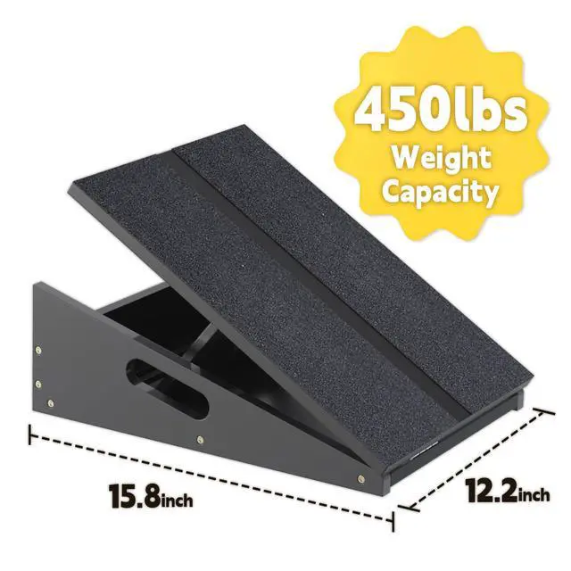 Alt view image 3 of 6 - Wood Slant Board Calf Stretcher - Professional Calf Stretcher Slant Board for Physical Therapy, Incline Stretching, and Rehabilitation Exercises - Durable and Adjustable Balance Tool (Black)