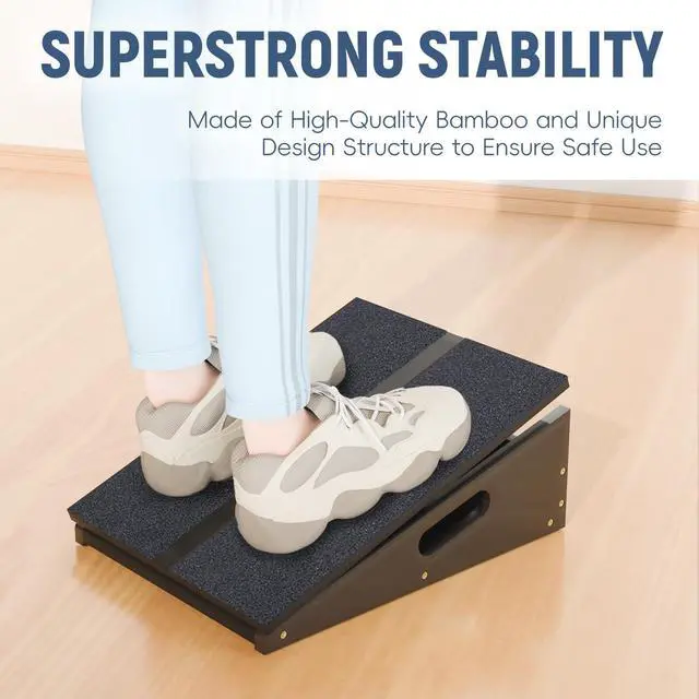Alt view image 6 of 6 - Wood Slant Board Calf Stretcher - Professional Calf Stretcher Slant Board for Physical Therapy, Incline Stretching, and Rehabilitation Exercises - Durable and Adjustable Balance Tool (Black)