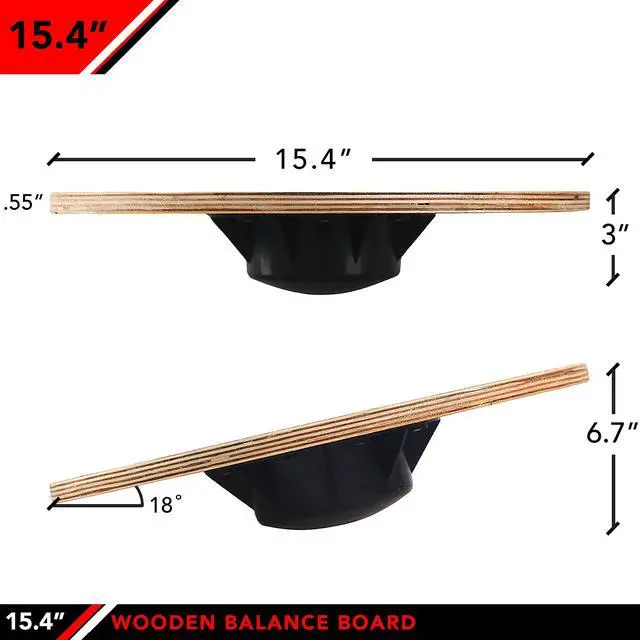 Alt view image 2 of 7 - Wooden Balance Board, 15.75" Wobble Board for Balance, Coordination & Core Strength, Non-Slip Surface, Supports 300 lbs - Wave Design