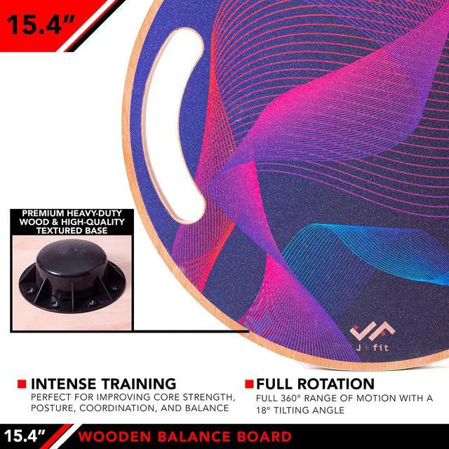 Alt view image 4 of 7 - Wooden Balance Board, 15.75" Wobble Board for Balance, Coordination & Core Strength, Non-Slip Surface, Supports 300 lbs - Wave Design