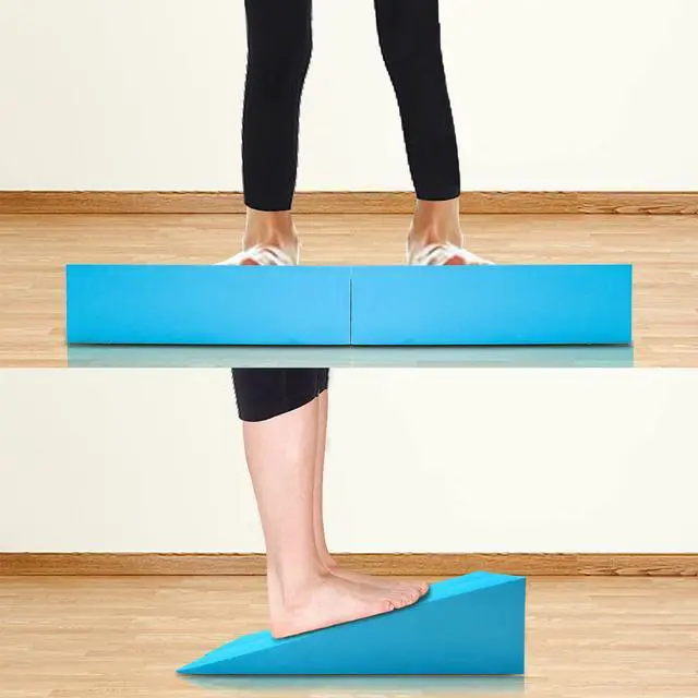 Alt view image 6 of 7 - 2 Pack Yoga Foam Wedge, 13" EVA Foam Calf Stretch Slant Board for Lower Leg Strength Improve, Squat Wedge Incline Block for Workout, Exercise, Heel, Foot, Knee Pad, Wrist Back Support (Blue)