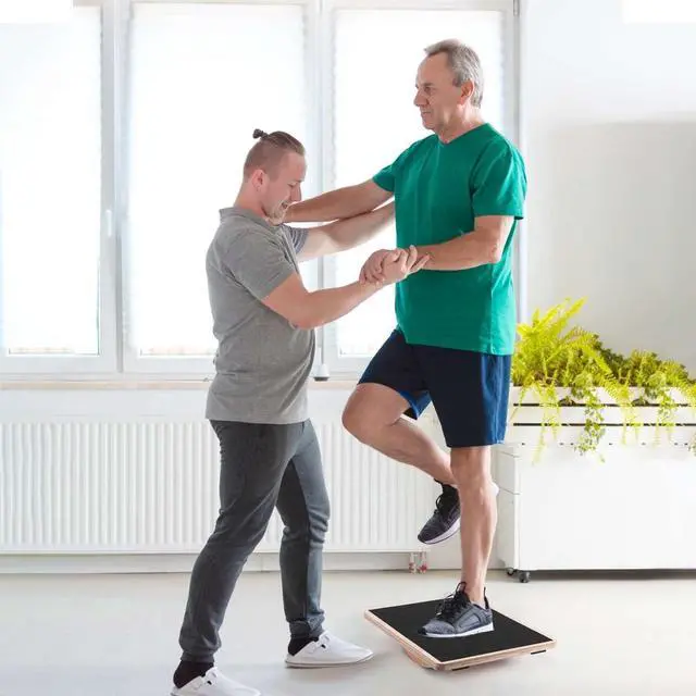 Alt view image 4 of 7 - Balance Board Wobble Board for Adults Anti-Slip Balance Board for Physical Therapy Standing Desk Core Strength Wooden Rocker Board