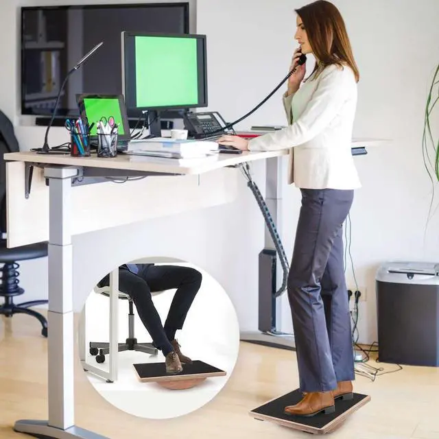 Alt view image 5 of 7 - Balance Board Wobble Board for Adults Anti-Slip Balance Board for Physical Therapy Standing Desk Core Strength Wooden Rocker Board