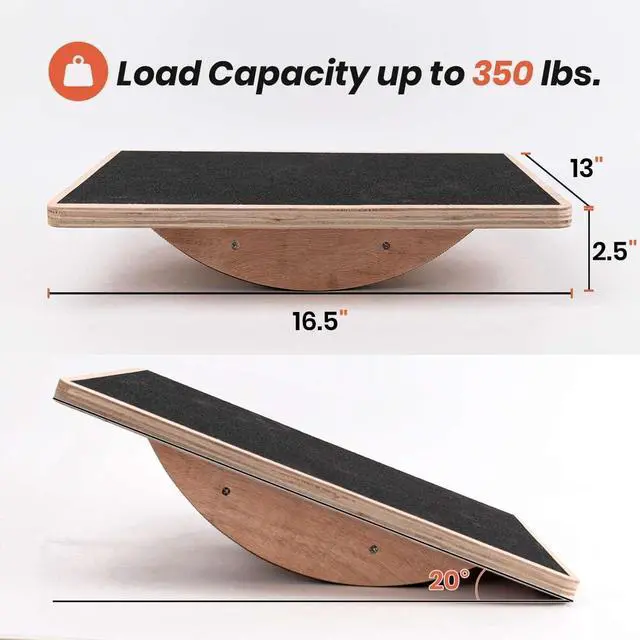 Alt view image 6 of 7 - Balance Board Wobble Board for Adults Anti-Slip Balance Board for Physical Therapy Standing Desk Core Strength Wooden Rocker Board