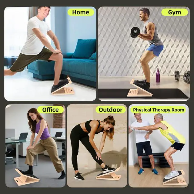 Alt view image 5 of 7 - Adjustable Slant Board for Calf Stretching 15° 20° 25° 30°,Portable Wooden Calf Stretcher Incline Board for Knees Ankle Heel Feet Leg,250lbs Weight Capacity