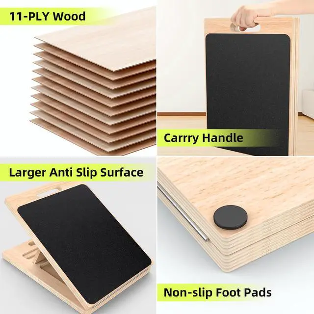 Alt view image 7 of 7 - Adjustable Slant Board for Calf Stretching 15° 20° 25° 30°,Portable Wooden Calf Stretcher Incline Board for Knees Ankle Heel Feet Leg,250lbs Weight Capacity