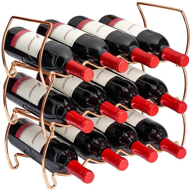Main image of Metal Wine Racks Countertop - 3 Tier Stackable Wine Rack - Bottle Rack Holds 12 Wine Bottles for Home, Bar, or Wine Cellar, Free-Standing Wine Rack for Inside Cabinet Wine Storage (Copper)