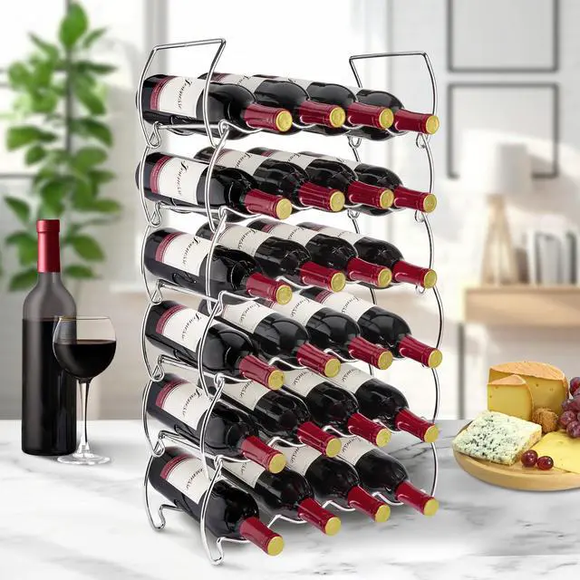 Alt view image 3 of 7 - Metal Wine Racks Countertop - 3 Tier Stackable Wine Rack - Bottle Rack Holds 12 Wine Bottles for Home, Bar, or Wine Cellar, Free-Standing Wine Rack for Inside Cabinet Wine Storage (Copper)