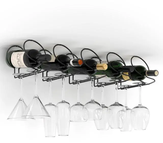 Main image of Under Cabinet Wine Rack with Glass Hanger (Set of 5)
