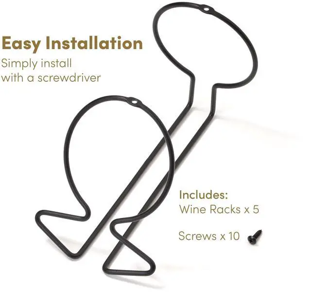Alt view image 7 of 7 - Under Cabinet Wine Rack with Glass Hanger (Set of 5)
