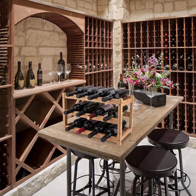 Alt view image 6 of 7 - Bamboo Wine Rack, 3-Tier Sturdy and Durable Wine Storage Cabinet Shelf, Wine Racks Countertop for Kitchen Pantry Dining Room Bar,12 Bottles Wine Rack