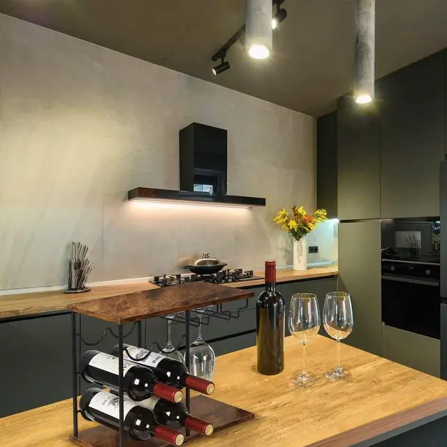 Alt view image 4 of 7 - Wine Racks Countertop, Hold 6 Bottles and 4 Wine Glass Rack Wine Holder, Freestanding Wine Rack for Home, Kitchen, Bar, Wine Cellar, Cabinet