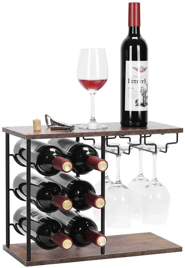 Main image of Countertop Wine Rack, Wine Bottle Rack with Glass Holder