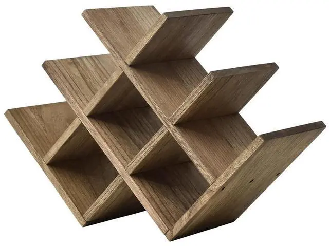 Main image of Wooden 8-Bottle Wine Rack, 3-Tier Countertop Wine Bottle Holder for Cabinets, Bar Cart, Kitchen Counter, Pantry, Dining Room, 16.73 x 5.9 x 11.14 in, XHJJ3-DBR