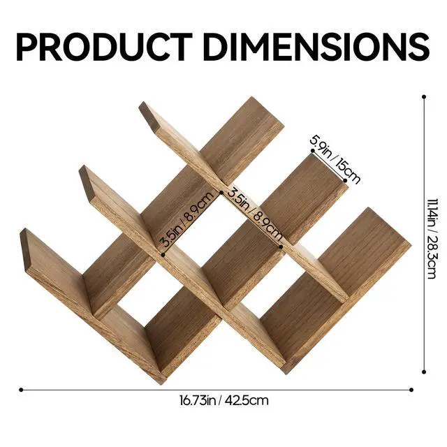 Alt view image 6 of 7 - Wooden 8-Bottle Wine Rack, 3-Tier Countertop Wine Bottle Holder for Cabinets, Bar Cart, Kitchen Counter, Pantry, Dining Room, 16.73 x 5.9 x 11.14 in, XHJJ3-DBR