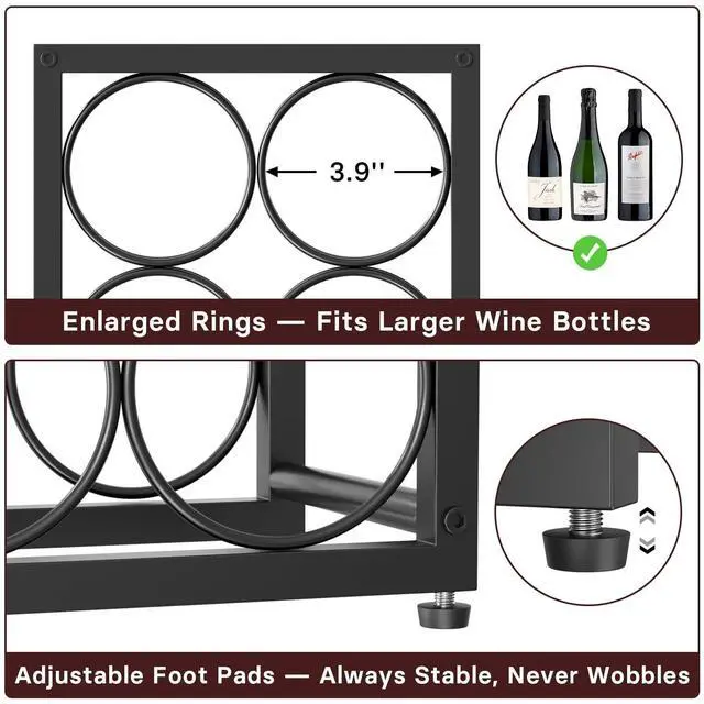 Alt view image 4 of 7 - Metal Countertop Wine Rack 6 Bottles, Fits Large Wine Bottles