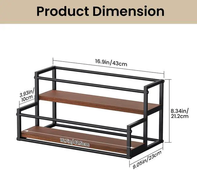 Alt view image 3 of 7 - Liquor Bottle Display Shelf, 2 Tier Coffee Syrup Rack Organizer & Bar Shelf Stand for Liquor, Whiskey, Olive Oil, Kitchen Counter & Home Bar Storage