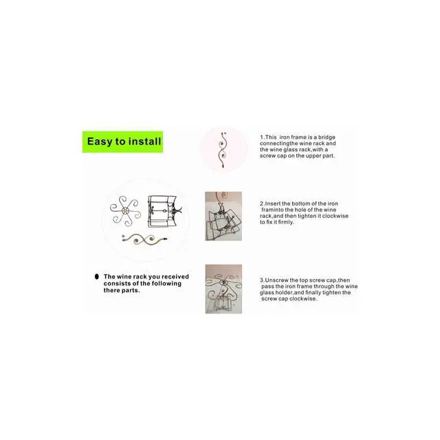 Alt view image 4 of 6 - Wine Rack and Wine Glass Holder-Hold 4 Wine Bottles and 6 Glasses-Perfect for Home Kitchen Decor & Kitchen Storage Rack