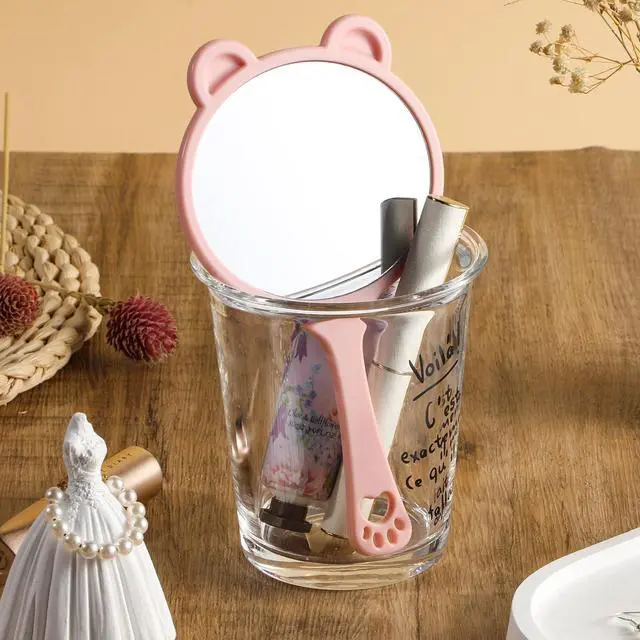 Alt view image 4 of 7 - Hand Held Mirror with Handle for Makeup Shaving Small Cute Professional Handheld Mirror with Hanging Hole Single-Sided Portable Multi-Purpose Travel Vanity Mirror for Men and Women