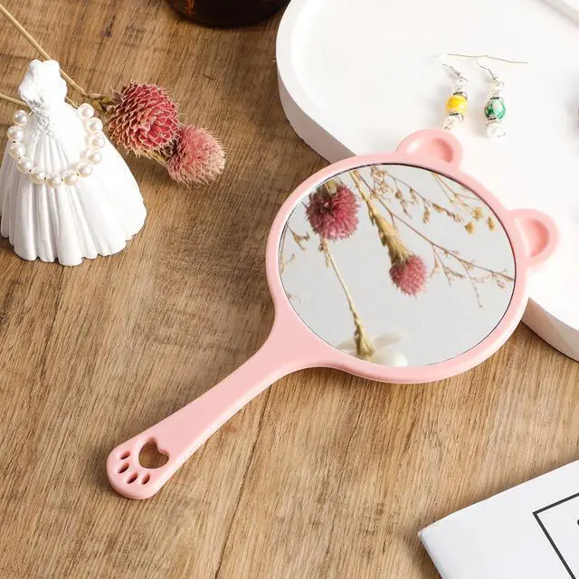 Alt view image 5 of 7 - Hand Held Mirror with Handle for Makeup Shaving Small Cute Professional Handheld Mirror with Hanging Hole Single-Sided Portable Multi-Purpose Travel Vanity Mirror for Men and Women