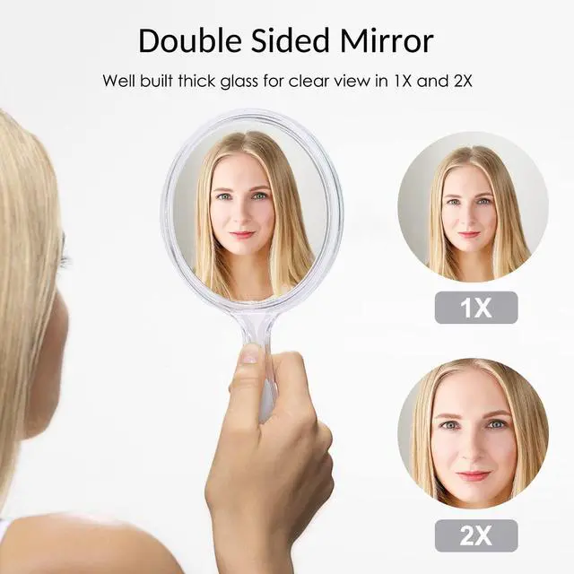 Alt view image 2 of 7 - Handheld Mirror with Handle 3.9" W x 8.3" L, 1X 2X
