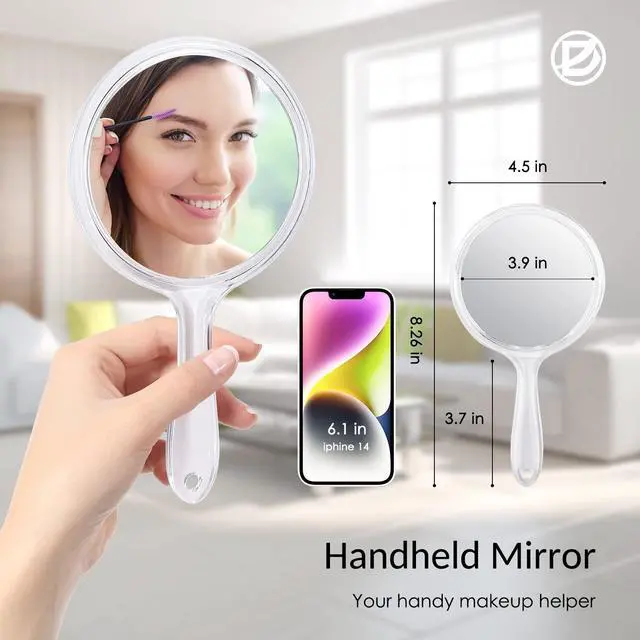 Alt view image 3 of 7 - Handheld Mirror with Handle 3.9" W x 8.3" L, 1X 2X