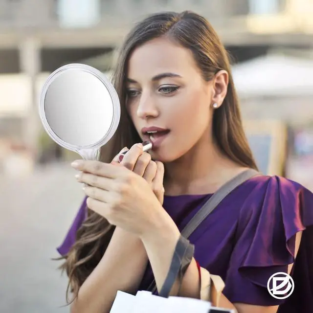 Alt view image 6 of 7 - Handheld Mirror with Handle 3.9" W x 8.3" L, 1X 2X