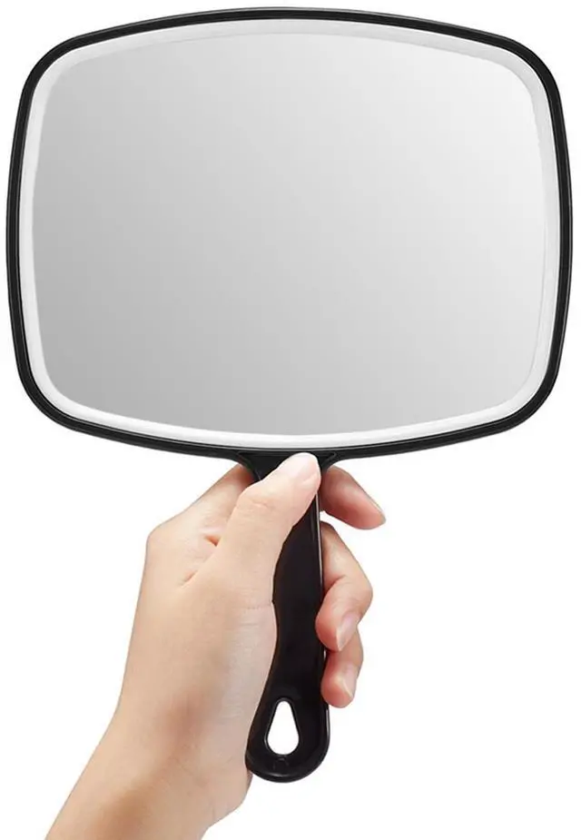 Main image of Hand Mirror, Large Black Handheld Mirror with Handle, 10.3" L x 7.4" W
