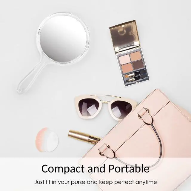 Alt view image 7 of 7 - Handheld Mirror with Handle 3.9" W x 8.3" L, 1X 2X