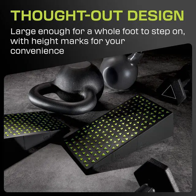Alt view image 6 of 7 - Squat Wedge Block Pair - Heel Elevated Squat Wedge for Deeper Squats, Heavy Lifting and Better Form - 17° Angle Exercise Wedges, Slant Board for Squats with Carry Backpack - Lime Green