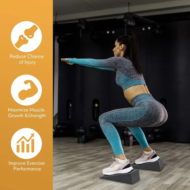 Alt view image 3 of 7 - Squat Wedge for Easier Squats: 2-Pack Non-Slip Blocks with Guides