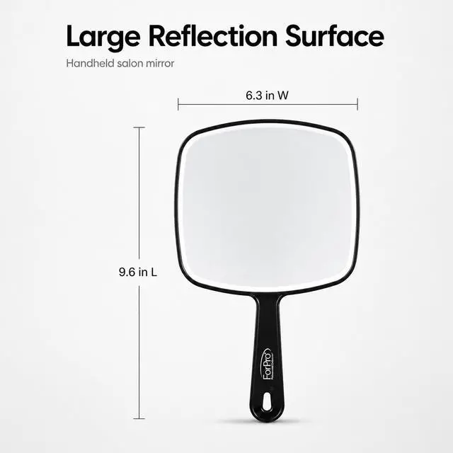 Alt view image 6 of 7 - Premium Hand Mirror with Handle, 6.3" W x 9.6" L, Multi-Purpose Handheld Mirror with Distortion-Free Reflection, Black